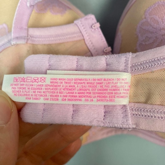 PINK Victoria's Secret Purple Beige Lightly Lined Hibiscus Underwire Bra 34DD - Picture 12 of 12